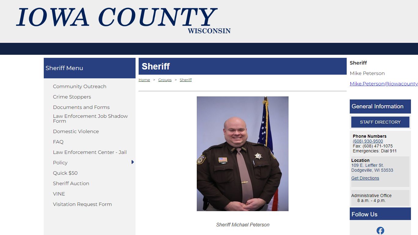 Welcome to the Official Website of Iowa County, WI - Sheriff