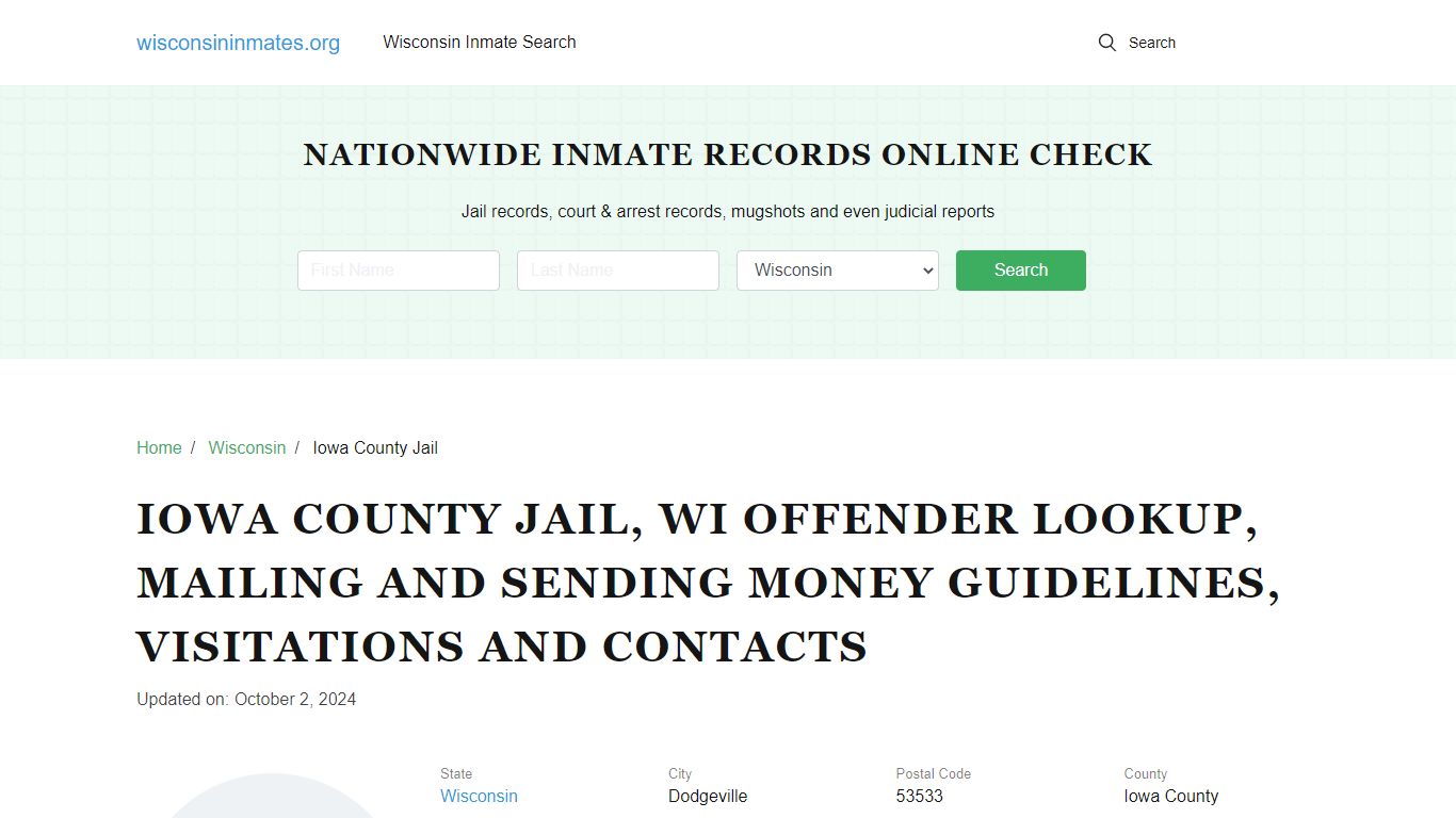 Iowa County Jail, WI: Inmate Search Options, Visitations, Contacts